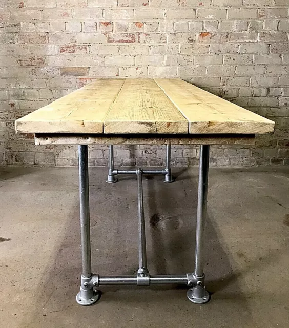 Industrial Reclaimed Scaffold Board Dining Table Steel Legs Multiple Sizes