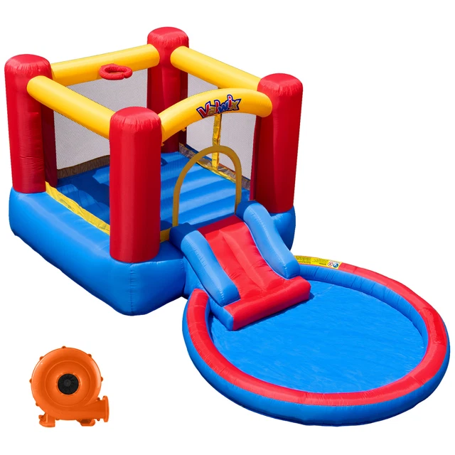 Inflatable Water Slide Bounce House Kids Jumper Castle w/ Blower & Ball Pit Pool