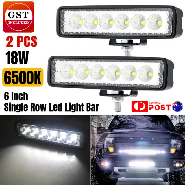 Pair 6 inch LED Work Light Bar Spot Flood Lights Reverse Fog Lamp 4WD Offroad AU