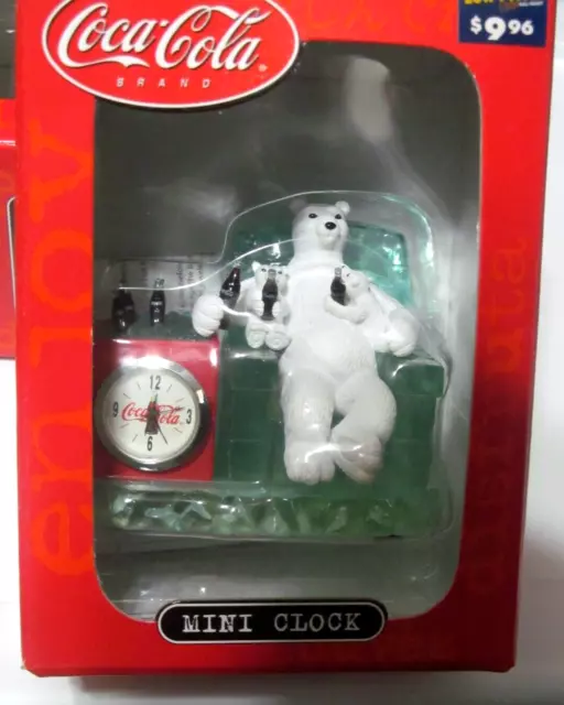 Coca-Cola  Mini Clock - Coke Polar Bear & Cubs Clock BRAND NEW IN BOX..GVC