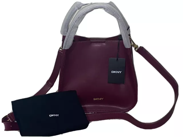 NWT Women Leather Crossbody DKNY BROOK SHOPPER. Burgundy. Fall Handbag Purse$228