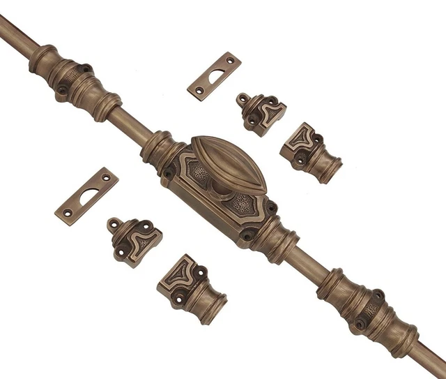 Wardrobe Door Espagnolette Bolt/Cremone Bolt Upto 9 Ft Antique Brass Unlacquered