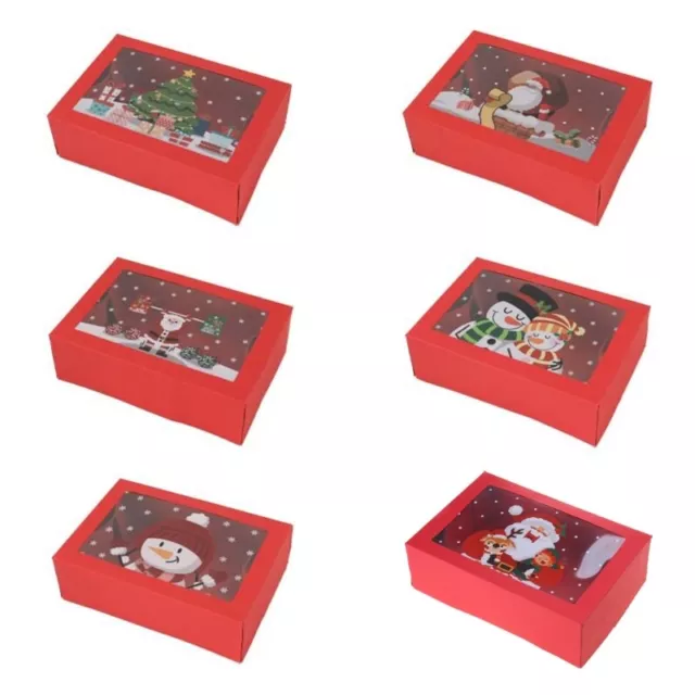 12Pcs Holiday Baking Gifts Box Christmas Cartoon Cookie Box Treat Container