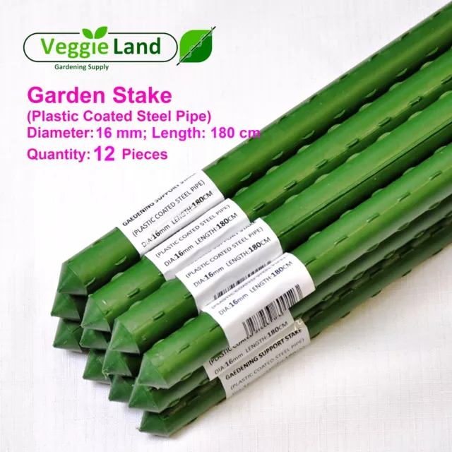 12 pcs 16mm X 180cm Garden Stakes ( Plastic Coated Steel Pipes )