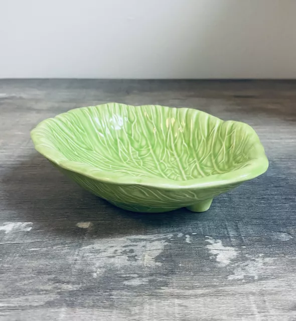 Vintage Ceramic Green Canbage Decorate Bowl Relish Dish