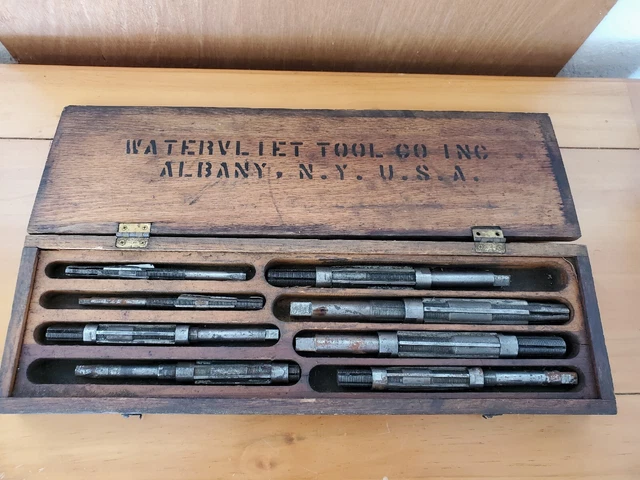 Vintage Watervliet Tool Co. Hand Reamer Set 17/32 To 15/16" Albany N.Y. set of 8