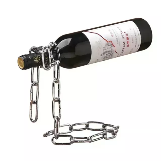 Magic Floating Wine Bottle Holder Unique Link Chain Rack for Airborne Bottle Dis 3