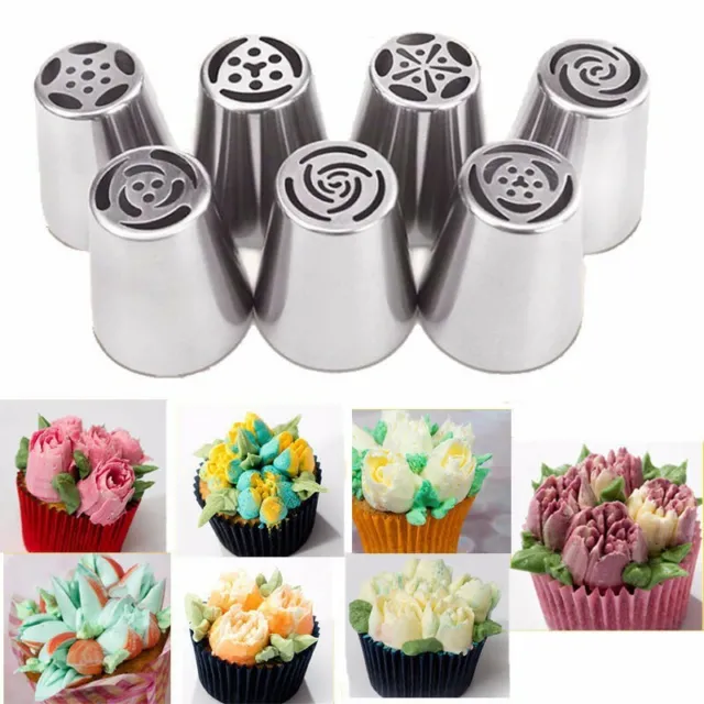 7Pcs Russian Icing Piping Nozzles Flower Cake Decorating Tips Pastry Tools Kits