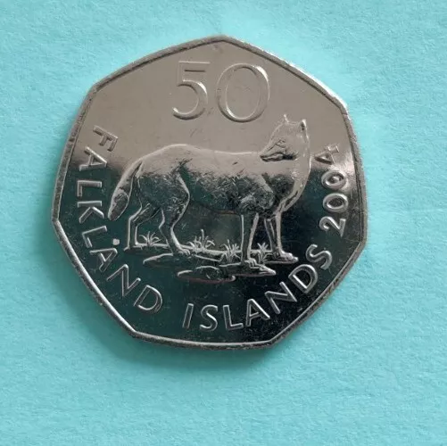 2004 Falkland Islands Unc 50p featuring the extinct Warrah Fox