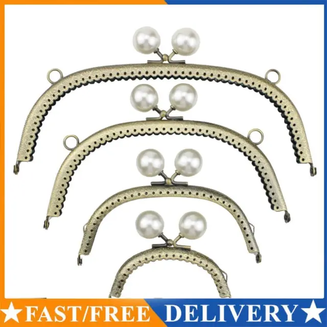 Metal Coin Bag Kiss Clasp Lock Arc Shape with Pearl Lightweight for Bag Hardware