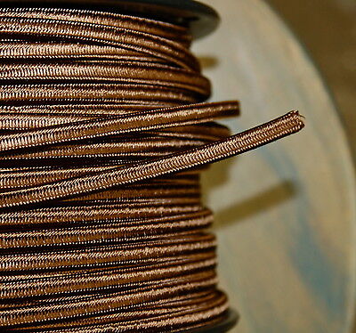 Brown 2-Wire Cloth Covered Cord 18ga Vintage Style Lamp Lights Antique Fan Rayon