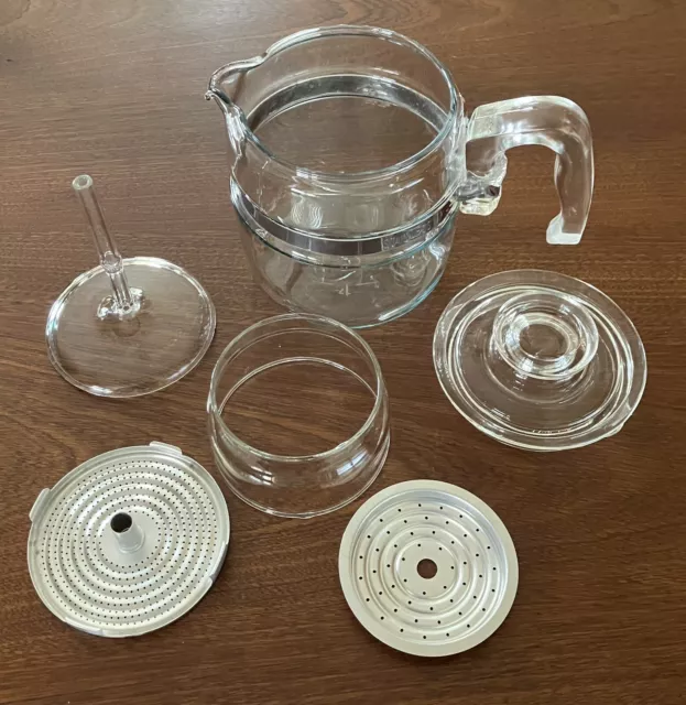 Vintage PYREX 7754 Flameware Glass Coffee Percolator Pot 2-4 Cup