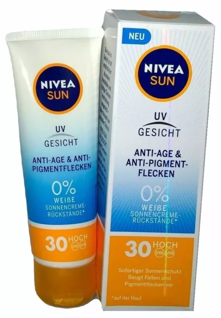 NIVEA SUN UV Gesicht Sonnencreme 50ml, Anti-Age & Anti-Pigmentflecken LSF30