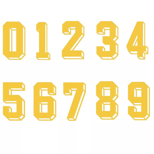 Yellow Jersey Number Bold 3D Font Vinyl Heat Transfer Iron On Sport T-Shirt