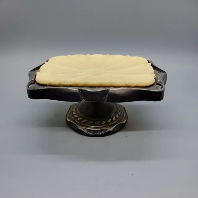 Vintage Amerock Carriage House Pedestal Soap Stand Dish Bathroom Black Silver