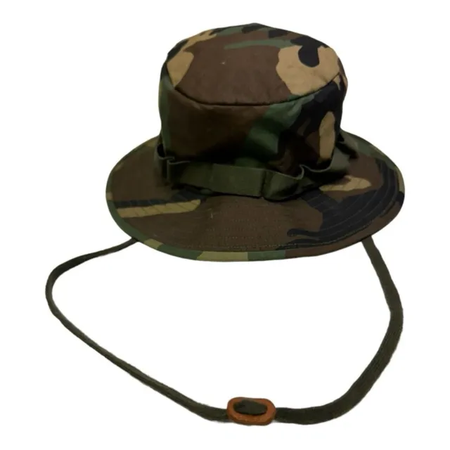 Camo  Green Hunting Buckle Style Hat with Neck Strap Size M