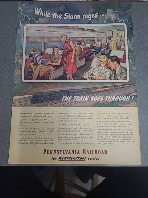 Pennsylvania Railroad wetterfeste Eisenbahn Vintage Druck Werbung 1947 10x14