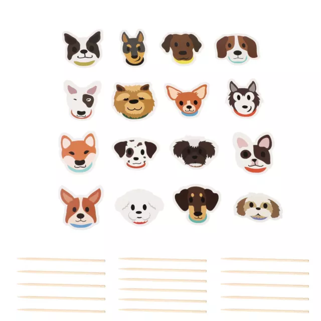 2 Sets/32pcs Cute Cupcake Toppers Birthday Pet Insert Props