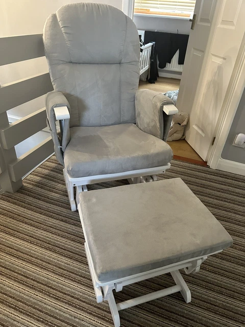 MOTHERCARE RECLINING GLIDER Rocking Chair and footstool. White
