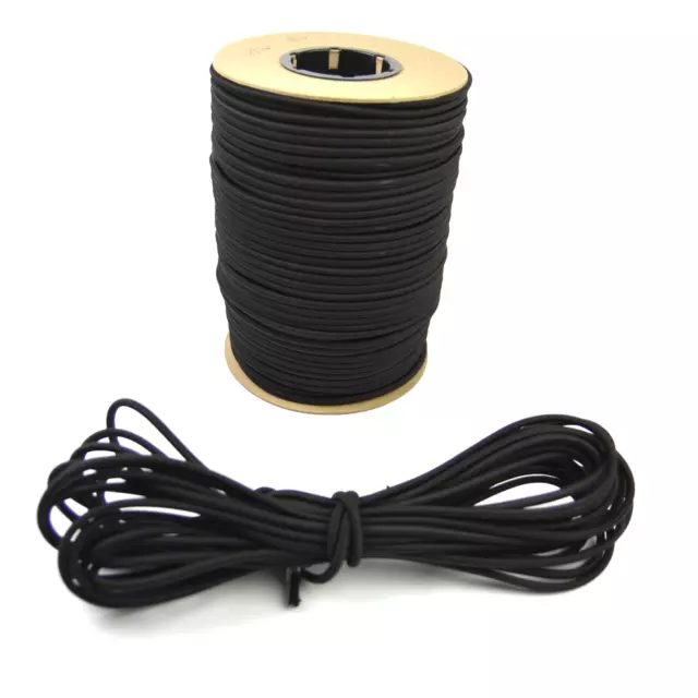 3/16" Black Bungee Cord Marine Grade Heavy Duty Shock Rope Tie Down Stretch Band