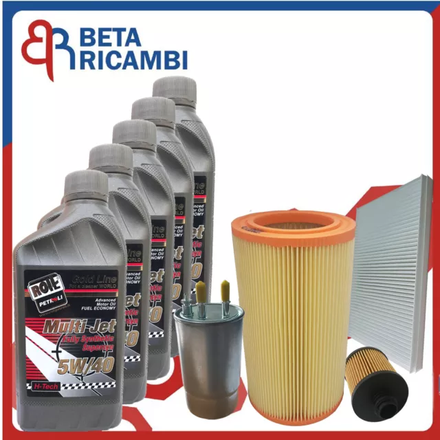 Kit Tagliando Fiat Bravo II 1.6 2.0 Multijet Lancia Delta III 4 Filtri Olio 5W40