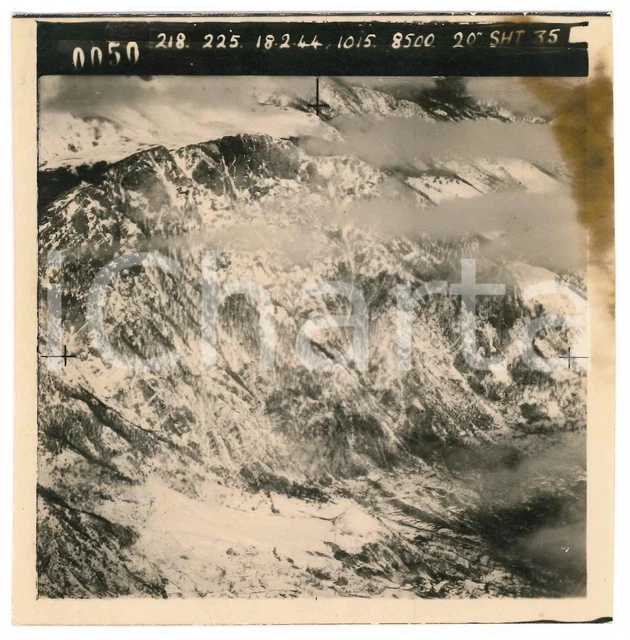 Febbraio 1944 WW2 ITALIA - ALPI - Fotografia AEREA militare 14x14 cm (9)