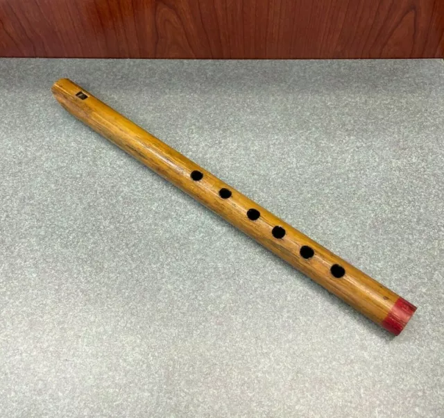 Vintage Unbranded 13.5" Wooden Recorder Flute Instrument - Made Italy Handcarved