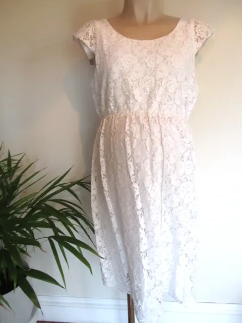 Seraphine Maternity White Lace Summer Dress Size 12