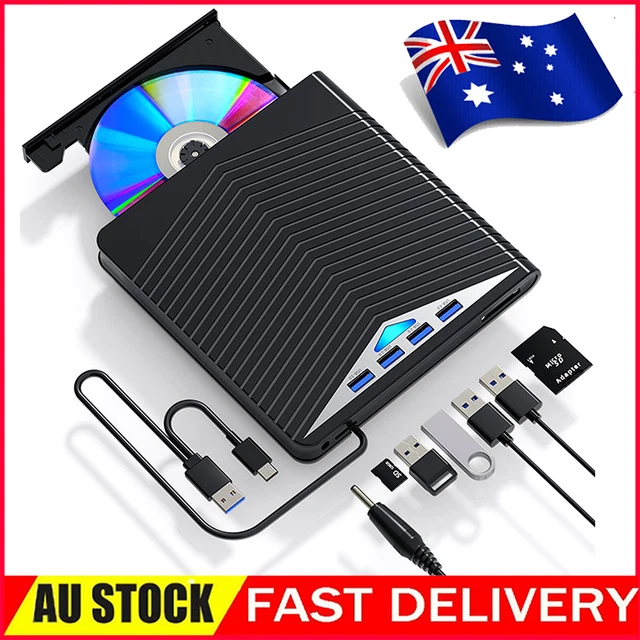 EXTERNAL CD DVD Drive PC Laptop Windows 11 10 USB 3.0 Burner Reader