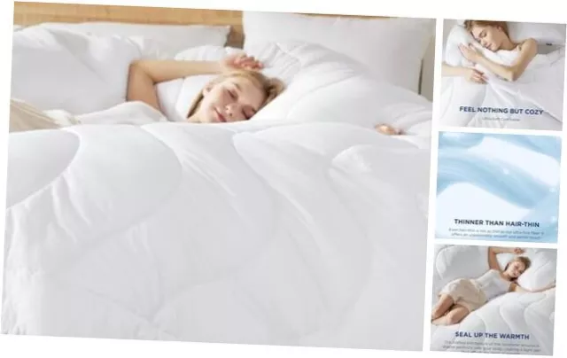 Duvet Insert Lightweight Summer Comforter, Ultra Soft Cooling Queen White