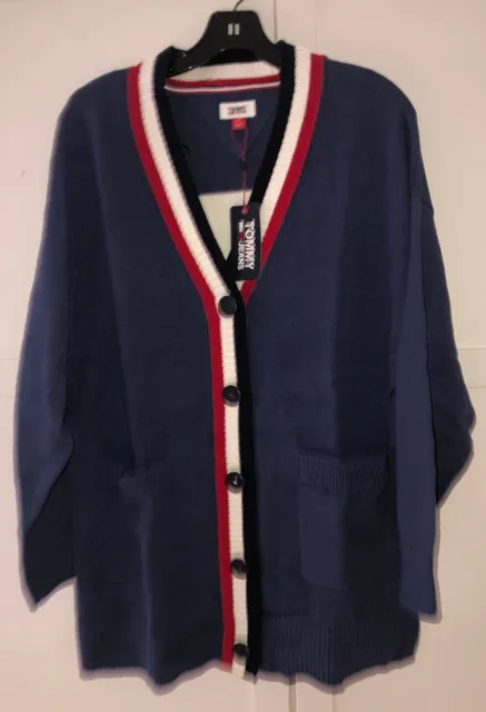 Tommy Hilfiger Women's  Knitted Cardigan Sweater Large  Preppy Tommy Jeans  new