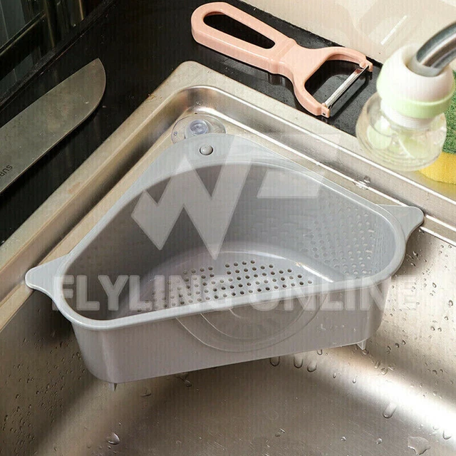 Triangle Sink Kitchen Storage Drain Basket Rack Shelf Holder Strainer Organizer