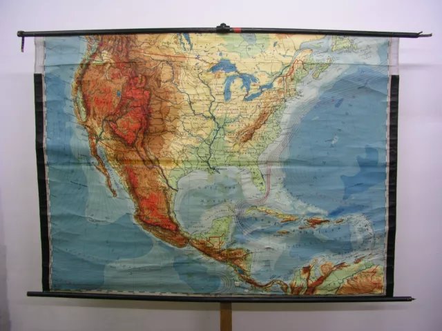 Schulwandkarte Carte Murale Carte Map USA États-unis States 205x148cm 1943