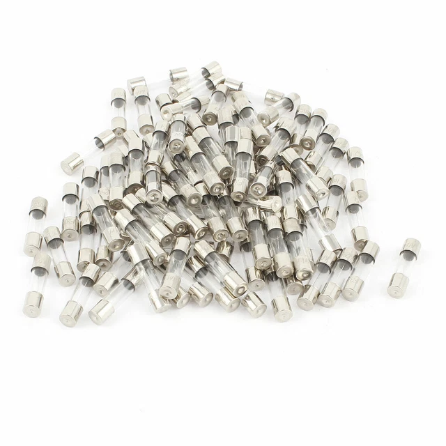 100Pcs Fusibles à tube de verre 250V 6.3 A coup rapide Mèches Fast Fuses 5x20mm