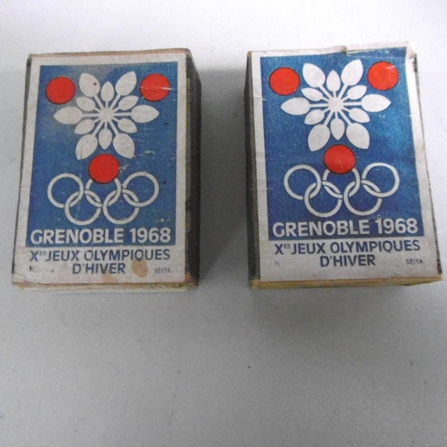 Boîte D'Allumettes + Image - Jeux Olympiques Grenoble 1968 - Objet Vintage
