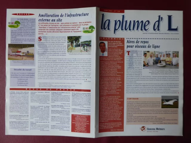 Journal Snecma Moteurs Evry Corbeil La Plume D'l 148 6/2003 Concorde Nausiqua