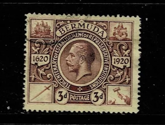 BERMUDA 1921  3d PURPLE/YELLOW USED