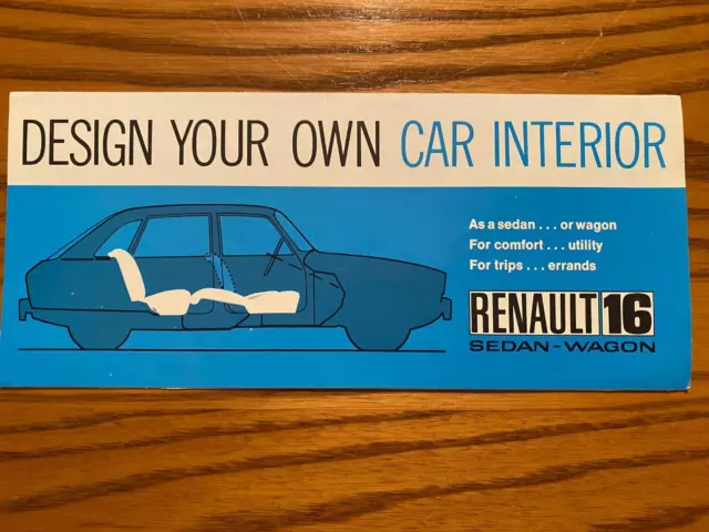 1968/1969 Renault 16 " Design Your Own Interior" Sales Brochure - Rare and Nice!