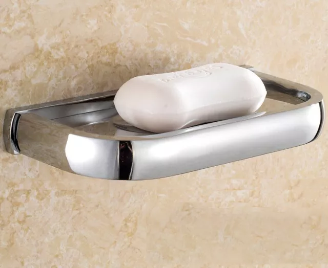 Polished Chrome Brass Wall Mount Bathroom Soap Dish Holder Accessories 2ba837