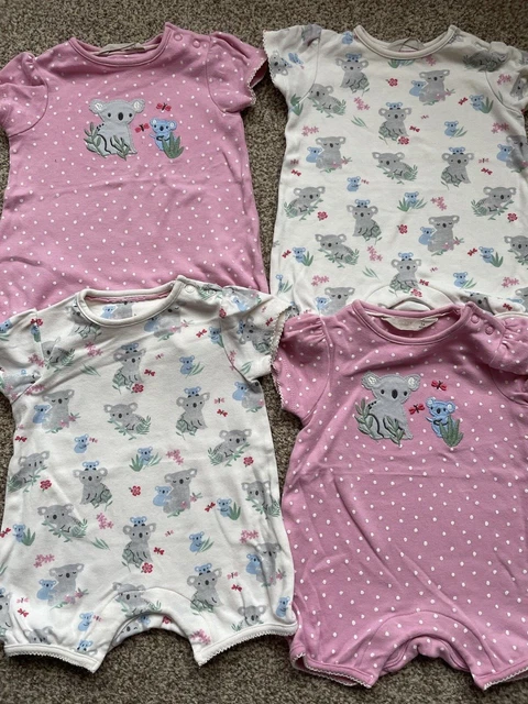 John Lewis & M&S Baby Clothes Bundle Romper Suits Koala & Floral 3-6 Months