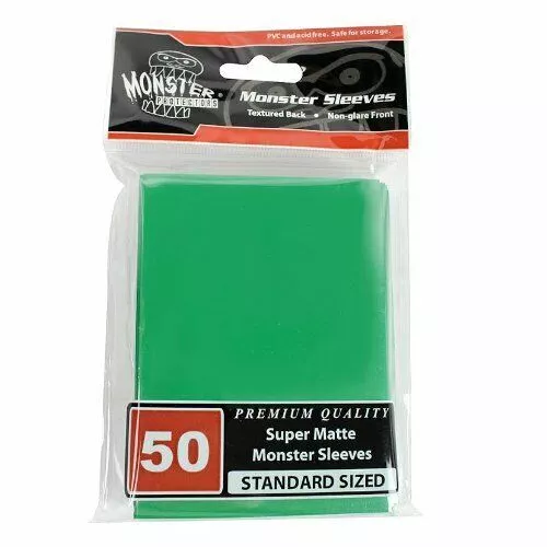 Monster Protectors Sleeves - Standard Size Super Matte- Fits Gaming Cards- Green