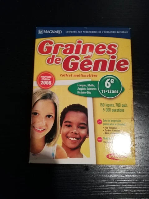 Jeu éducatif Graines De Génie 5ème (12-13 Ans) - Français Et Maths, Version PC Big Box, Bon état