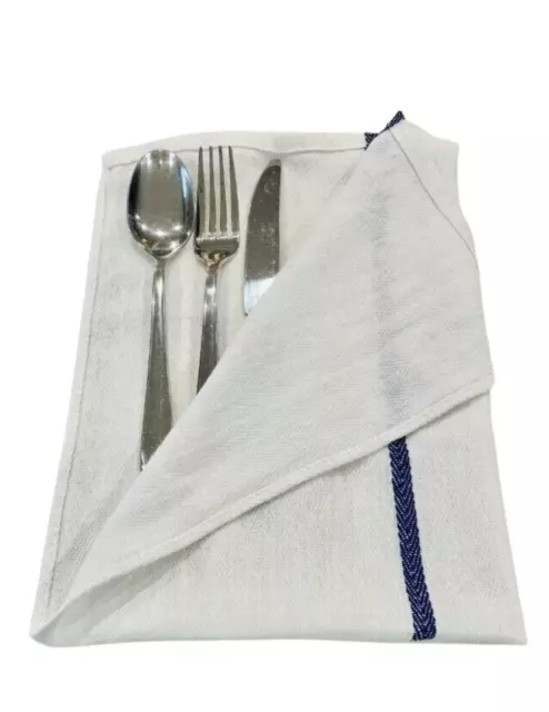 Dish Towels 24 White Cotton Blue Striped 15 x 25 Kitchen Tea Towels Bar Towels 3