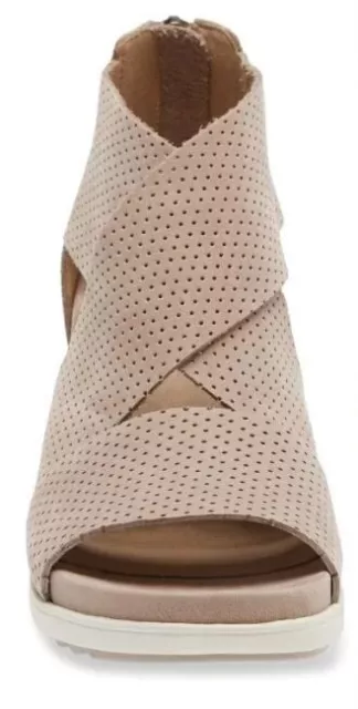 Eileen Fisher Women's Sport Perforated Nubuck Leather Platform Sandals Barley 3