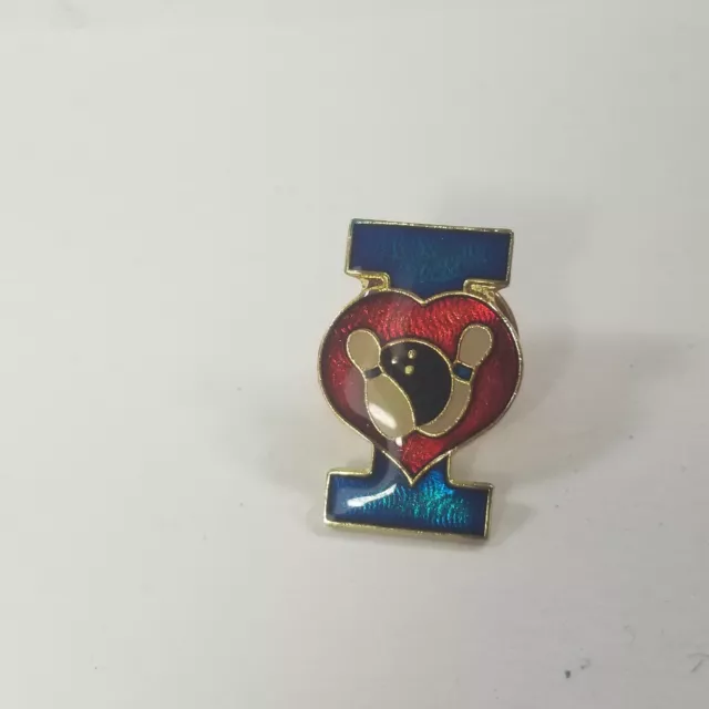 Bowling Hat Lapel Tie Tac Scarf Pin - I Heart Bowling - I love Bowling