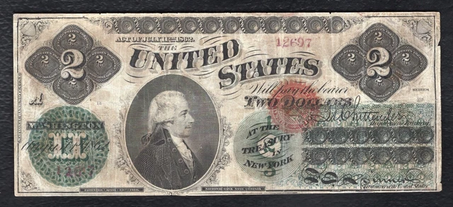 Fr. 41 1862 $2 Two Dollars Legal Tender United States Note Very Fine