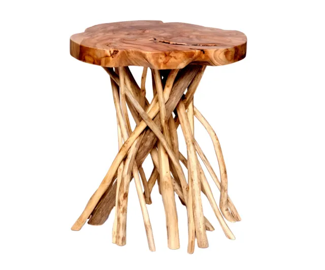 En Bois de Teck Table D'Appoint Root Teck Table de Salon en Basse Table Bois