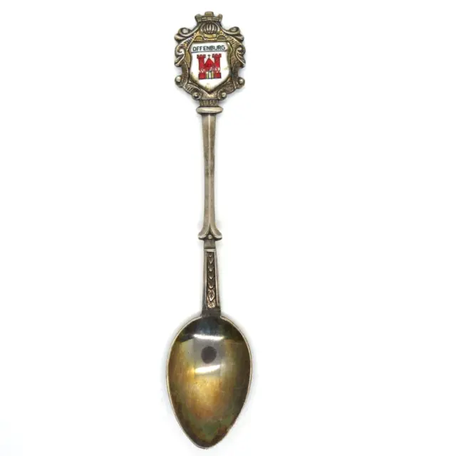 Andenkenlöffel 800er Silber OFFENBURG Wappen emailliert Silver Souvenir Spoon
