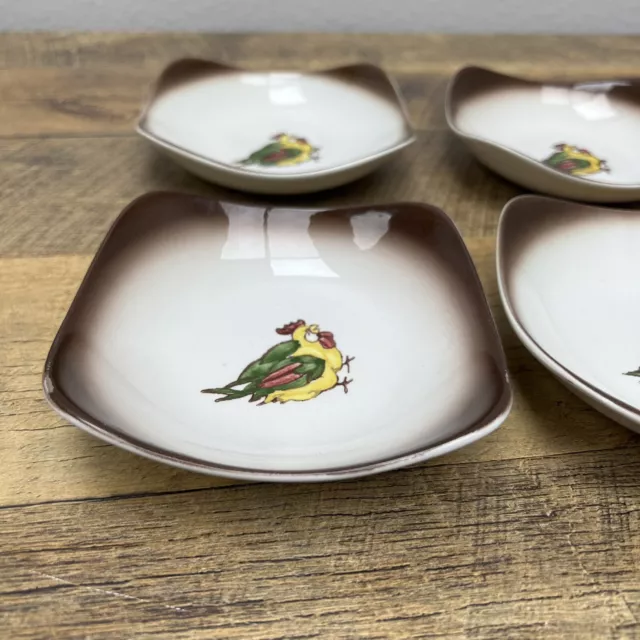 Vintage 1950s Orchard Ware Rooster Chicken Dipping Bowls California Pottery 4 2