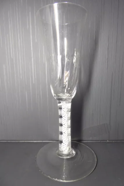 Antique Georgian 1770 Double Opaque Twist Spiral Stem Wine Champagne Glass